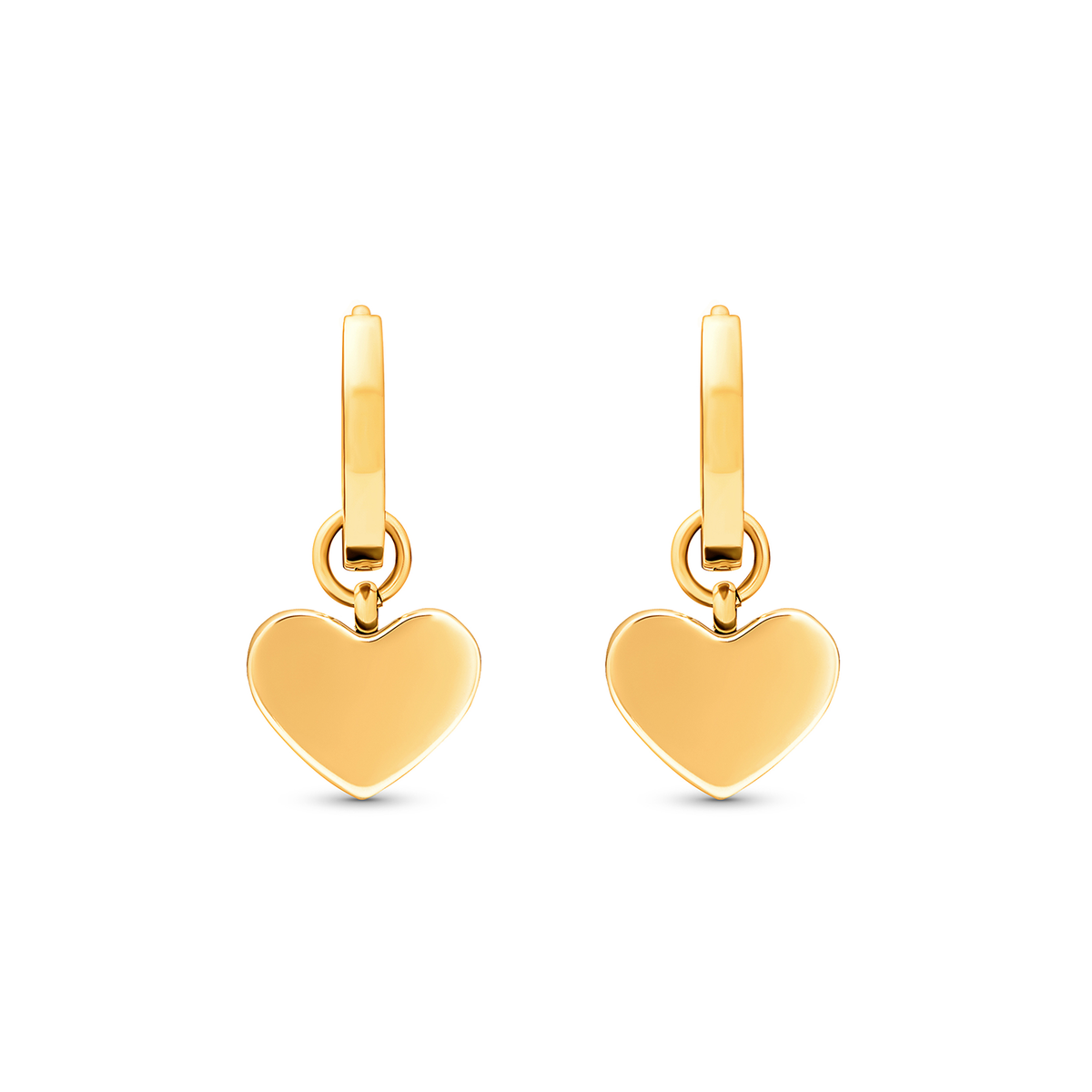 Chocolate Brown Heart Huggie Earrings (Gold)