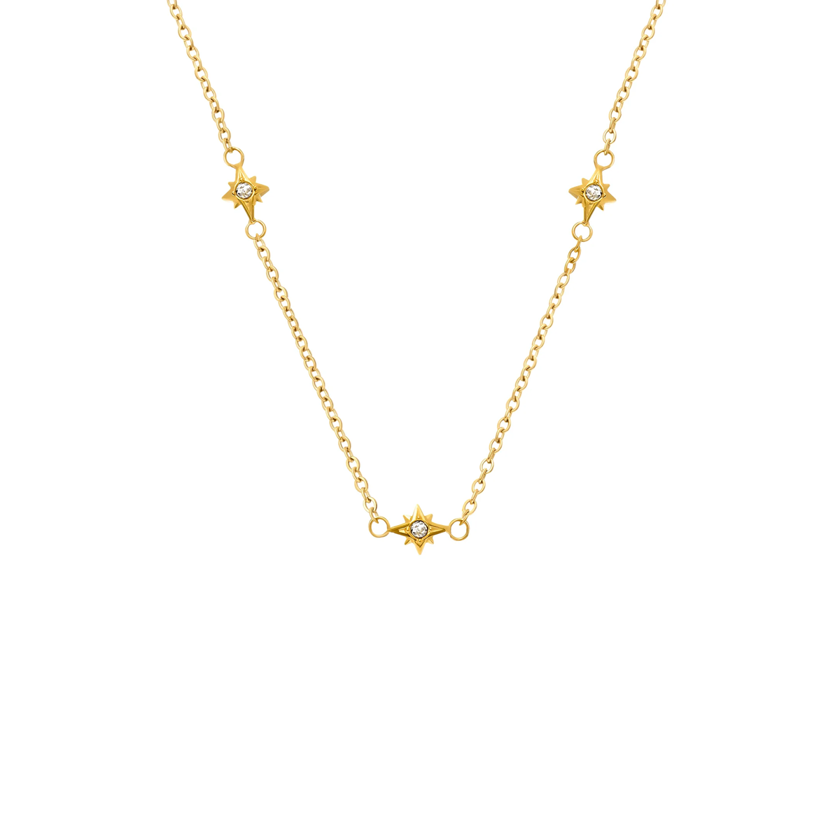 Mother of Pearl Cushion Necklace & Earrings Set (Gold)
