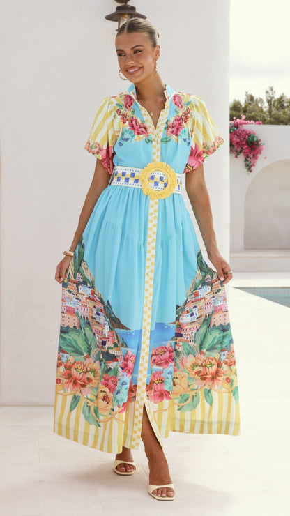 Bloom Maxi Dress - Positano Blue