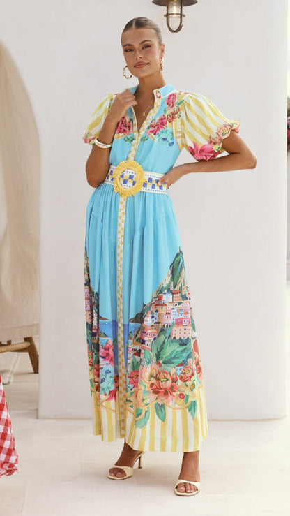 Bloom Maxi Dress - Positano Blue