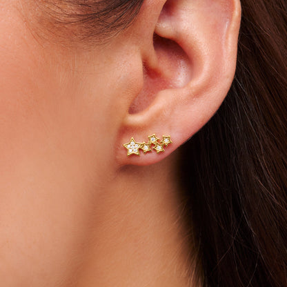 Moon and Back Star Climber Earrings (Gold)