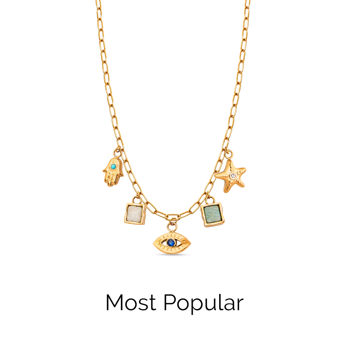 Made Mine Ocean Charm Necklace (Gold)