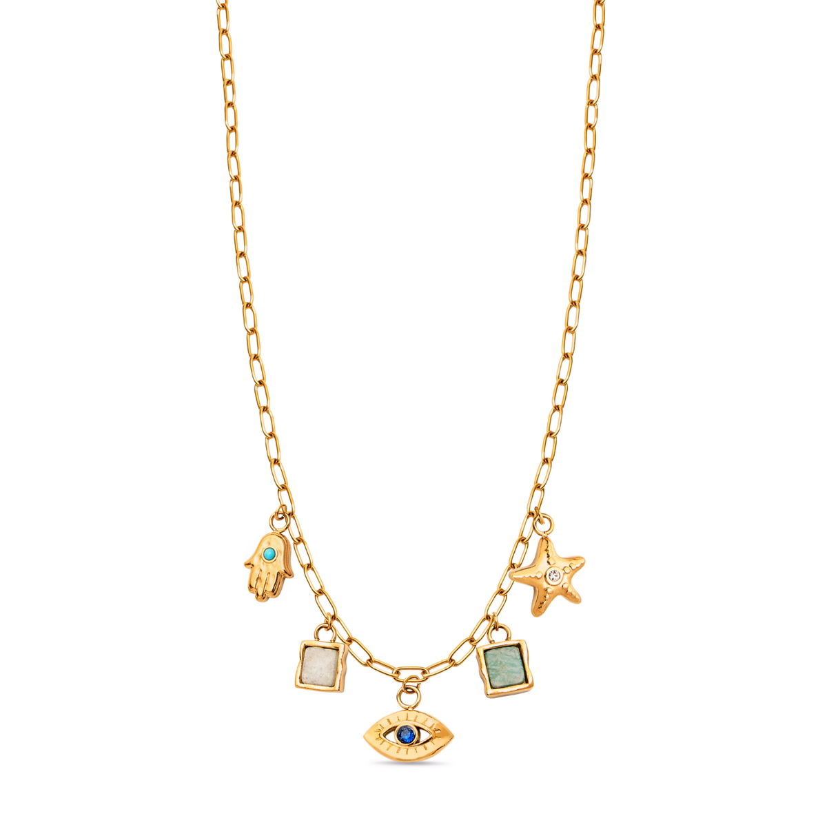 Made Mine Ocean Charm Necklace (Gold)