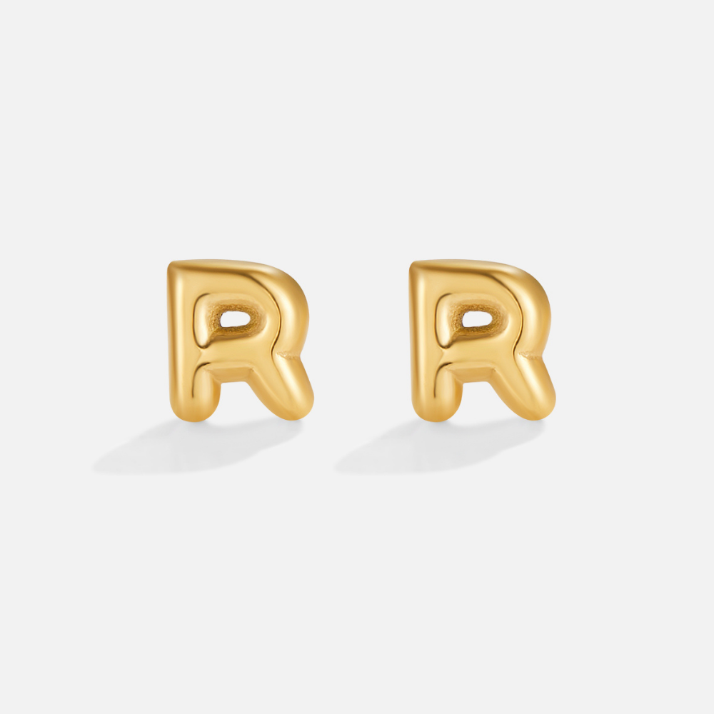 Gold Bubble Letter Earrings