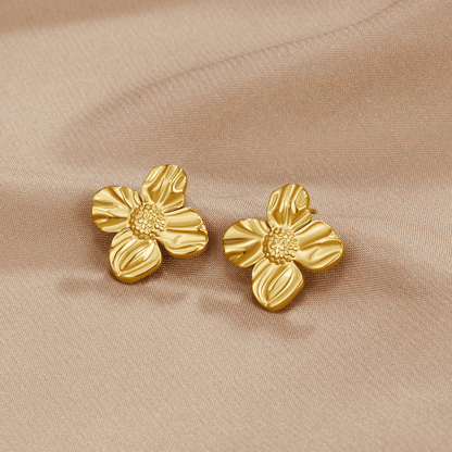 18K Gold Flower Earrings
