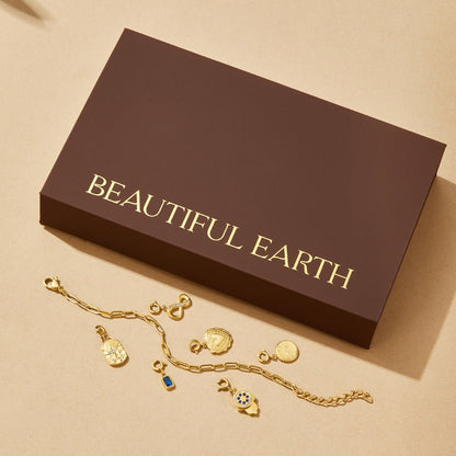 18K Gold Paperclip Charm Bracelet