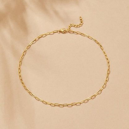 18K Gold Paperclip Charm Necklace