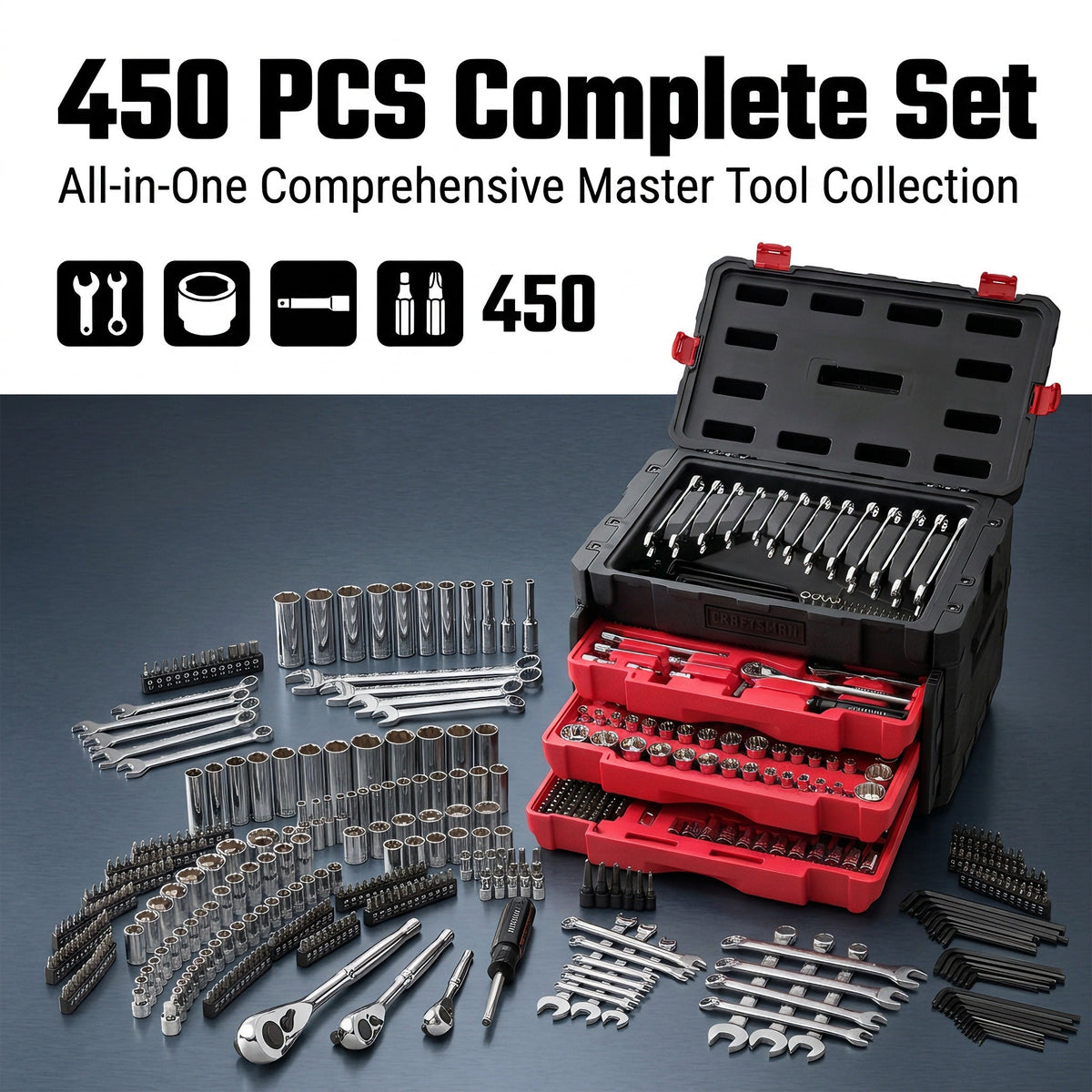 Craftsman 450-Piece Automotive Tool Set – Complete Garage & Repair Kit for Mechanics, DIY & Home Projects