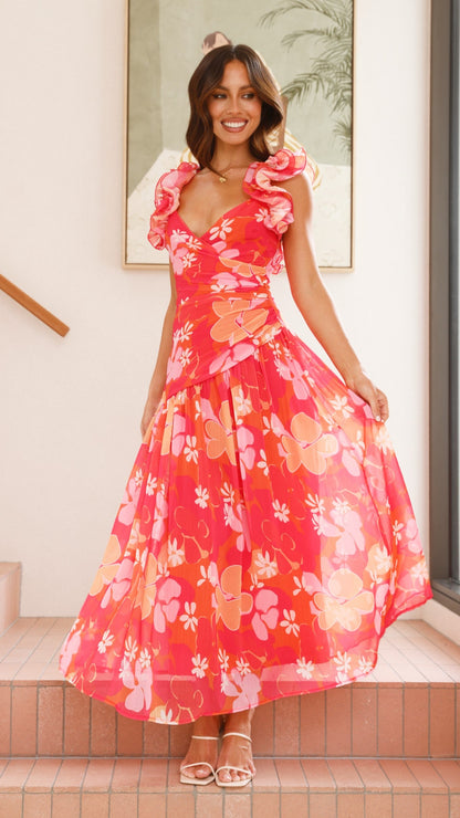 Alma Maxi Dress - Blood Orange