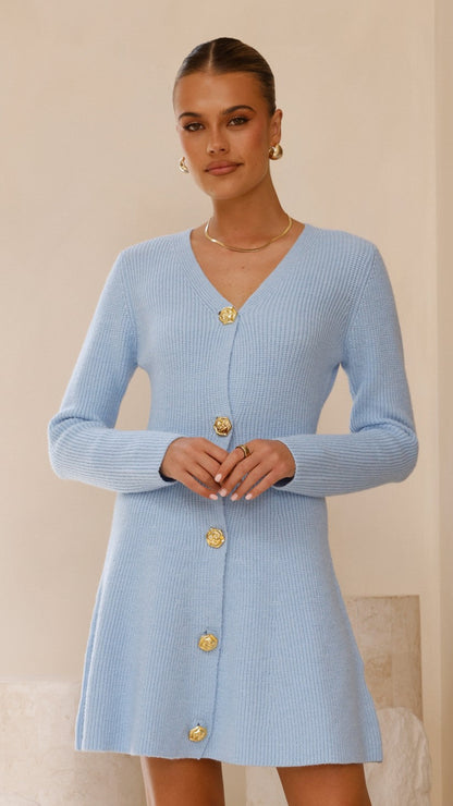 Catarina Long Sleeve Mini Dress - Blue