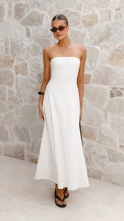 Astrid Strapless Maxi Dress - White
