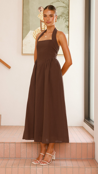 Caden Maxi Dress - Chocolate
