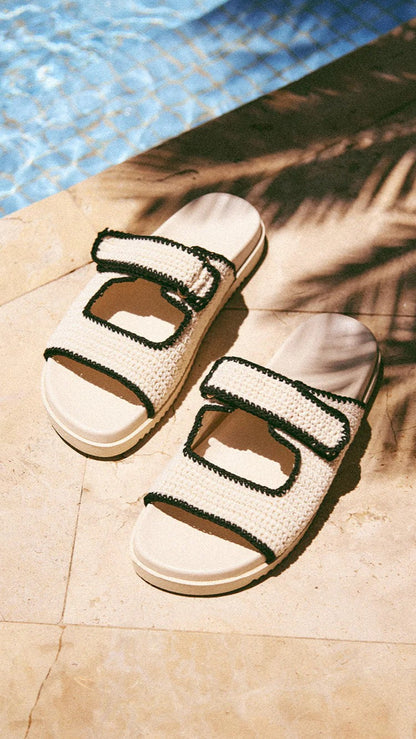 Abbot Sandals - White / Black Contrast