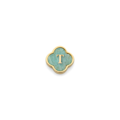 Amazonite Clover Charms (Gold) - Initials