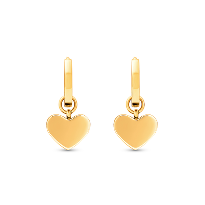 Butter Yellow Quartz Heart Huggie Earrings (Gold)