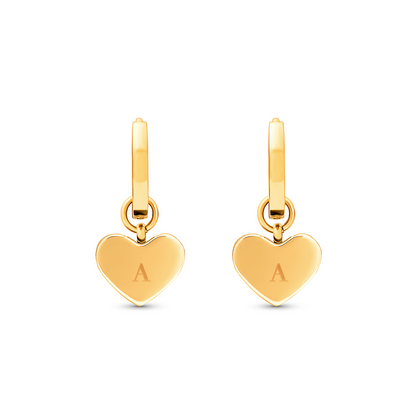 Butter Yellow Quartz Heart Huggie Earrings (Gold)