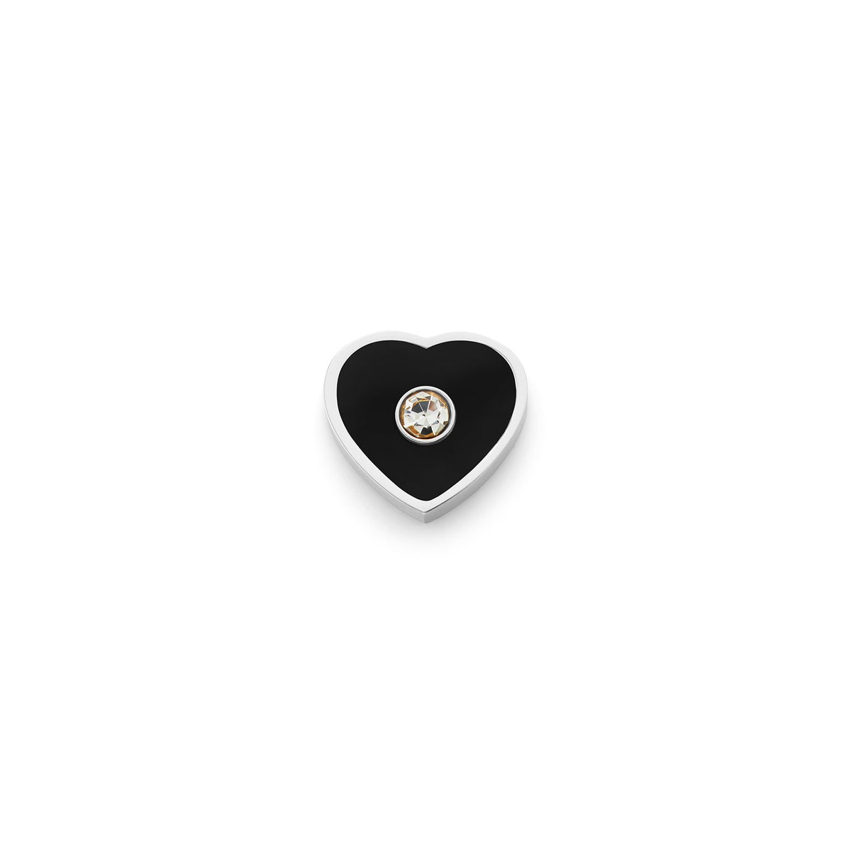 Black Enamel Heart Charms (Silver) - Birthstone