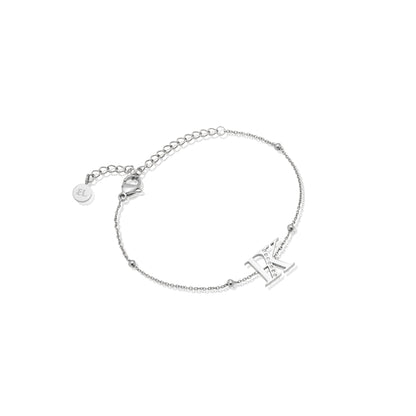 Double Initial Crystal Bracelet (Silver)