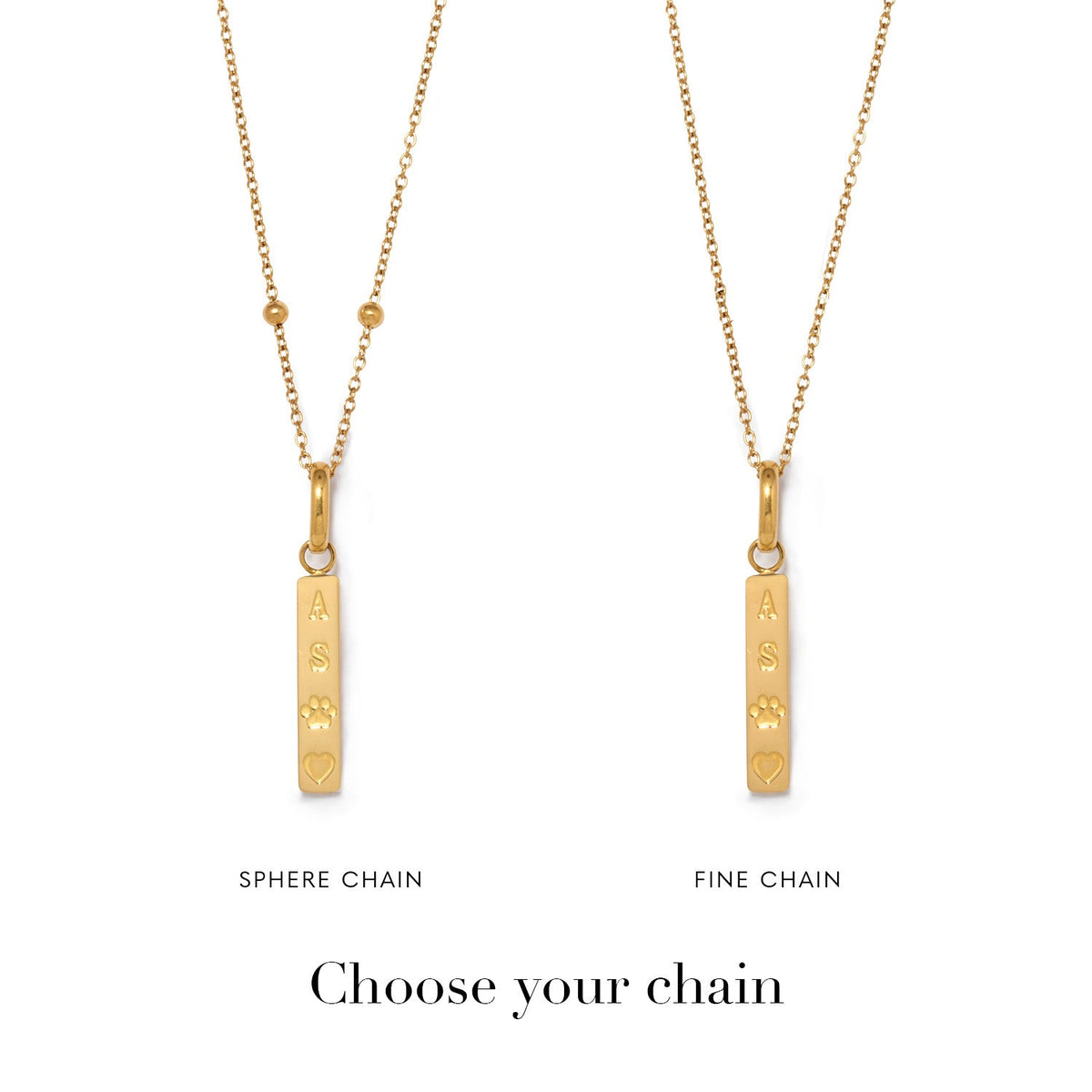 Custom Stamped Bar Pendant Necklace (Gold)