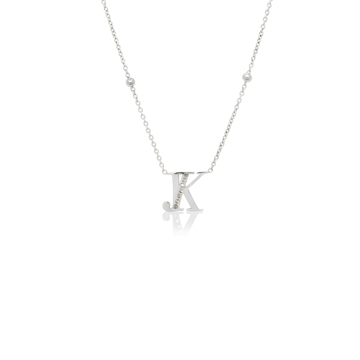 Double Initial Crystal Necklace (Silver)