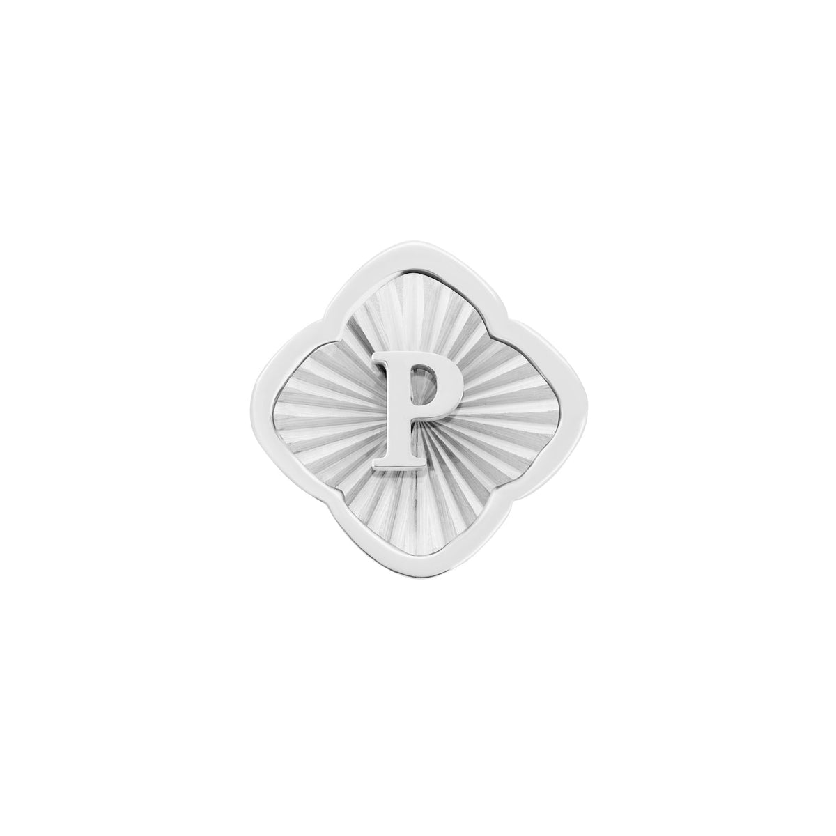 Rosette Textured Clover Charms (Silver) - Initials
