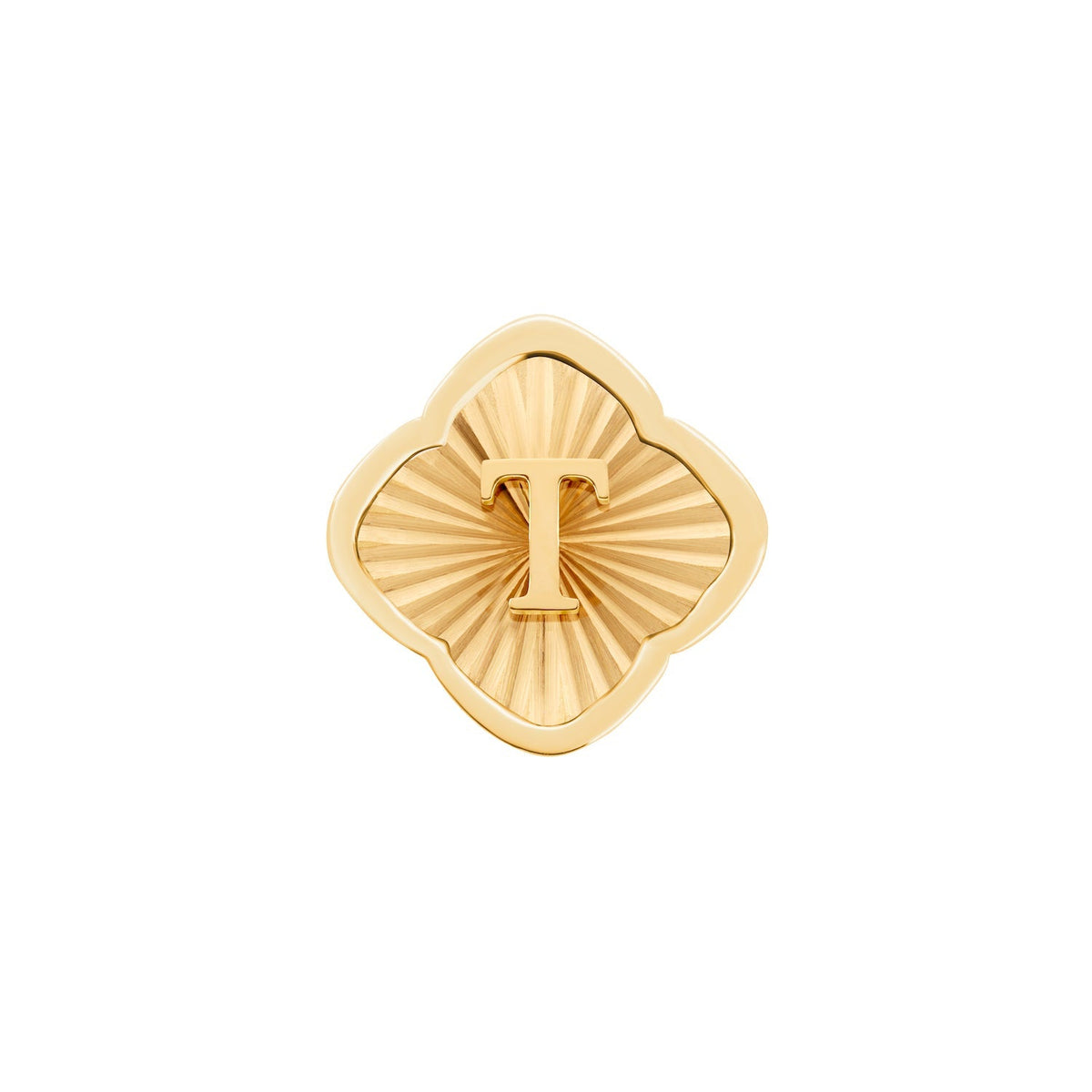 Rosette Textured Clover Charms (Gold) - Initials