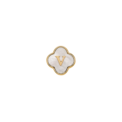 Pearl Clover Charms (Gold) - Initials