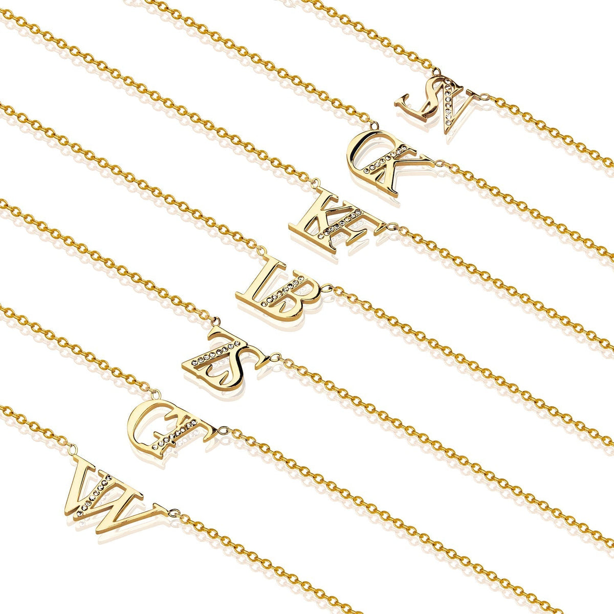 Double Initial Crystal Bracelet (Gold)