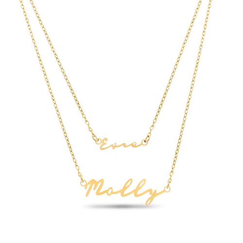 Matching Fine 'Mini & Me' Signature Name Necklace Set (Gold)