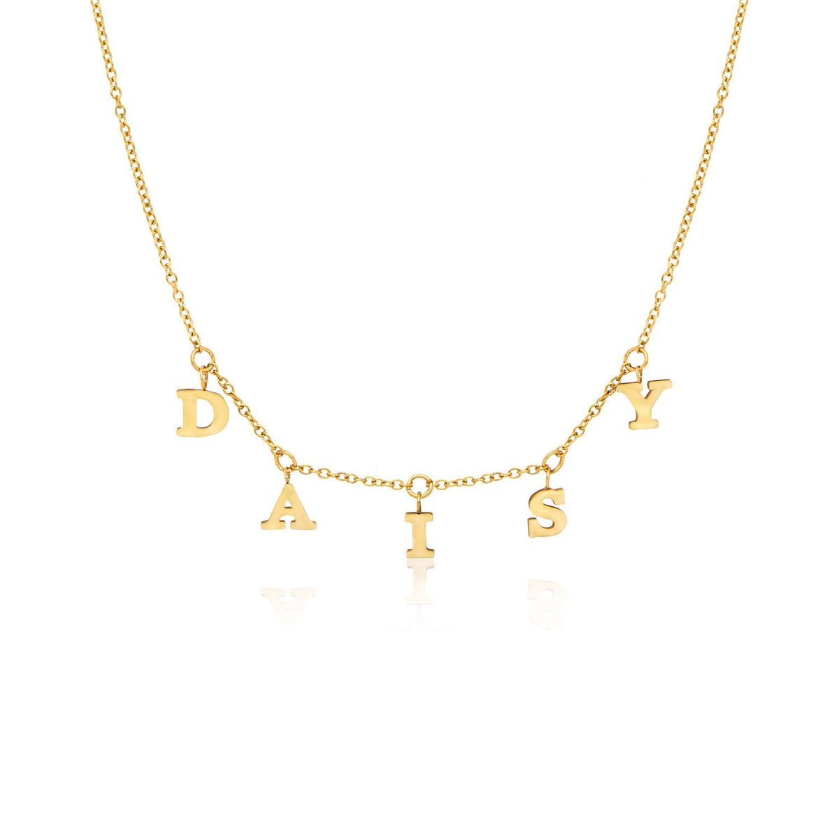 Mini Hanging Letter Name Necklace (Gold)
