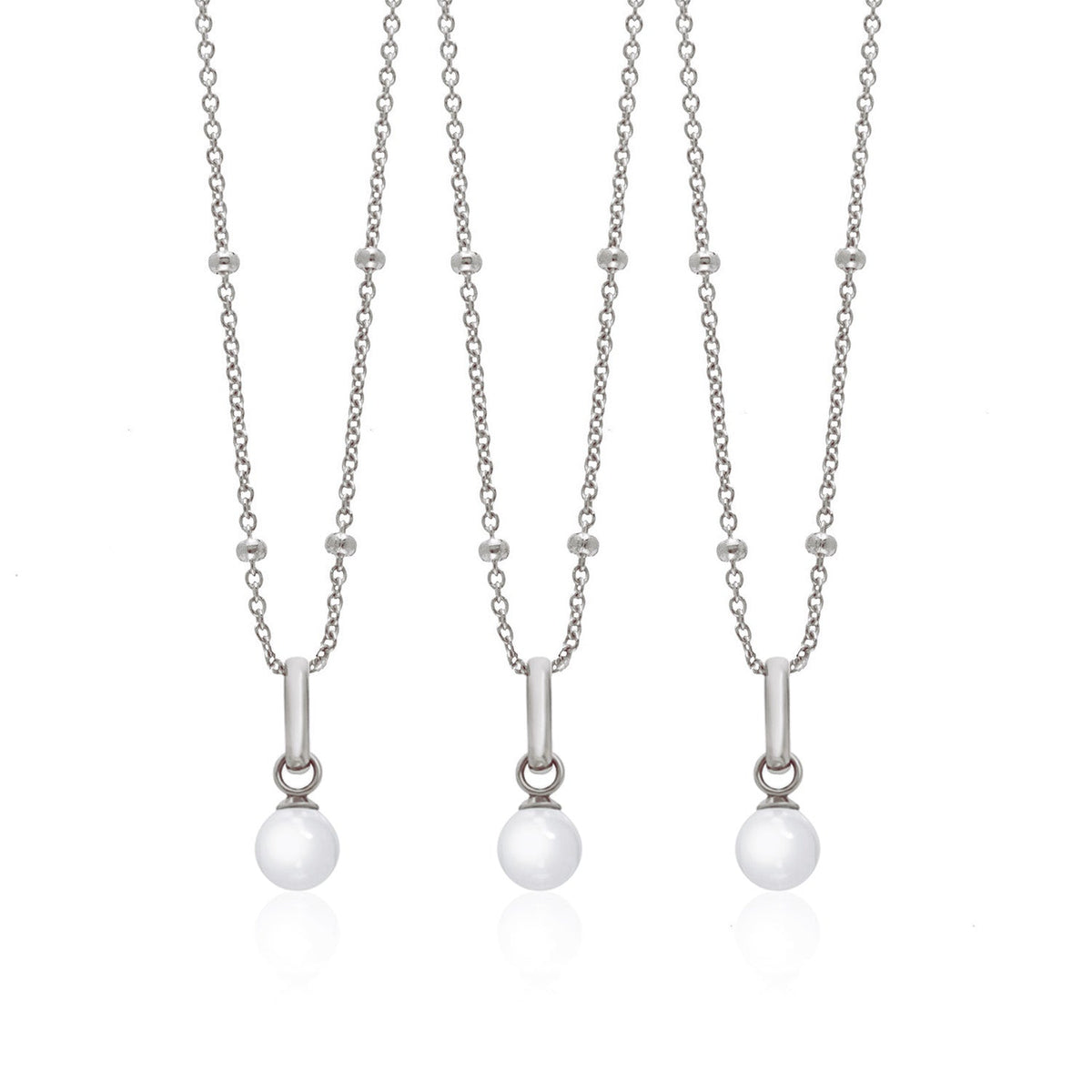 Mini Pearl Necklace Bridesmaids Gift Set (Silver)