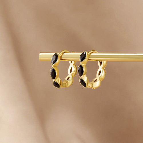 Onyx Tiny Hoop Earrings