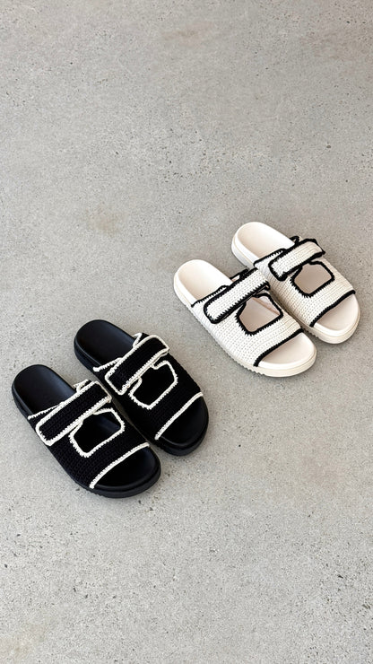 Abbot Sandals - White / Black Contrast
