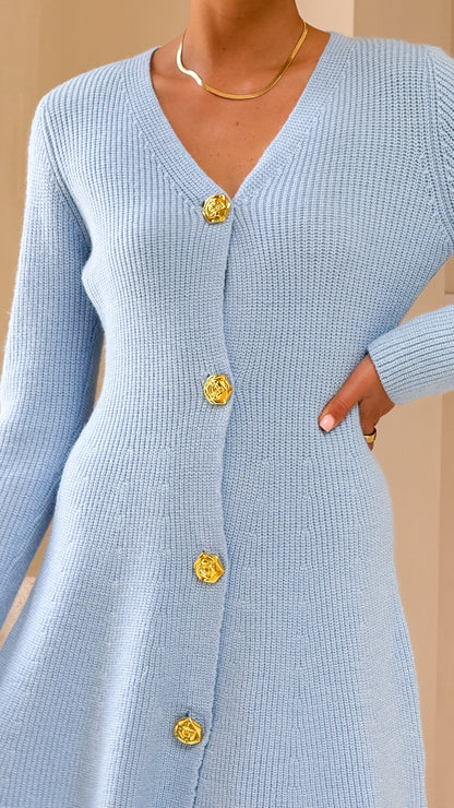 Catarina Long Sleeve Mini Dress - Blue