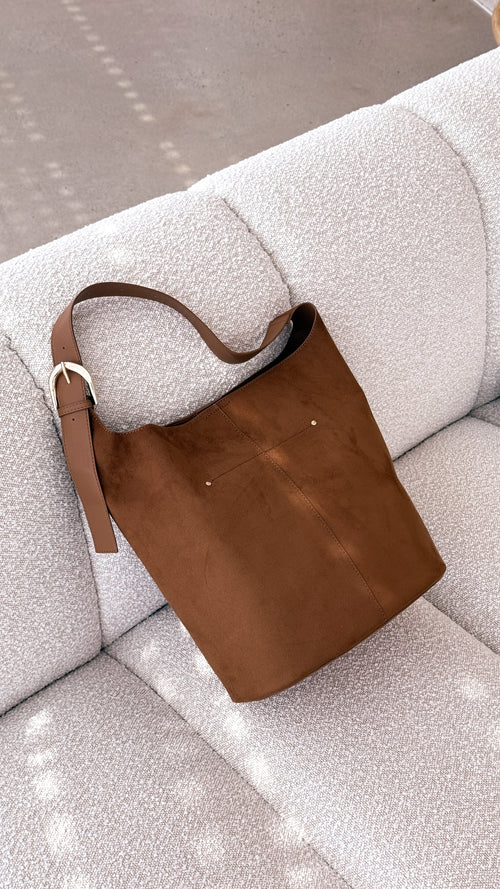 Cali Shoulder Bag - Tan Suede