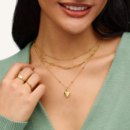 Heart Double Photo Locket Necklace (Gold)