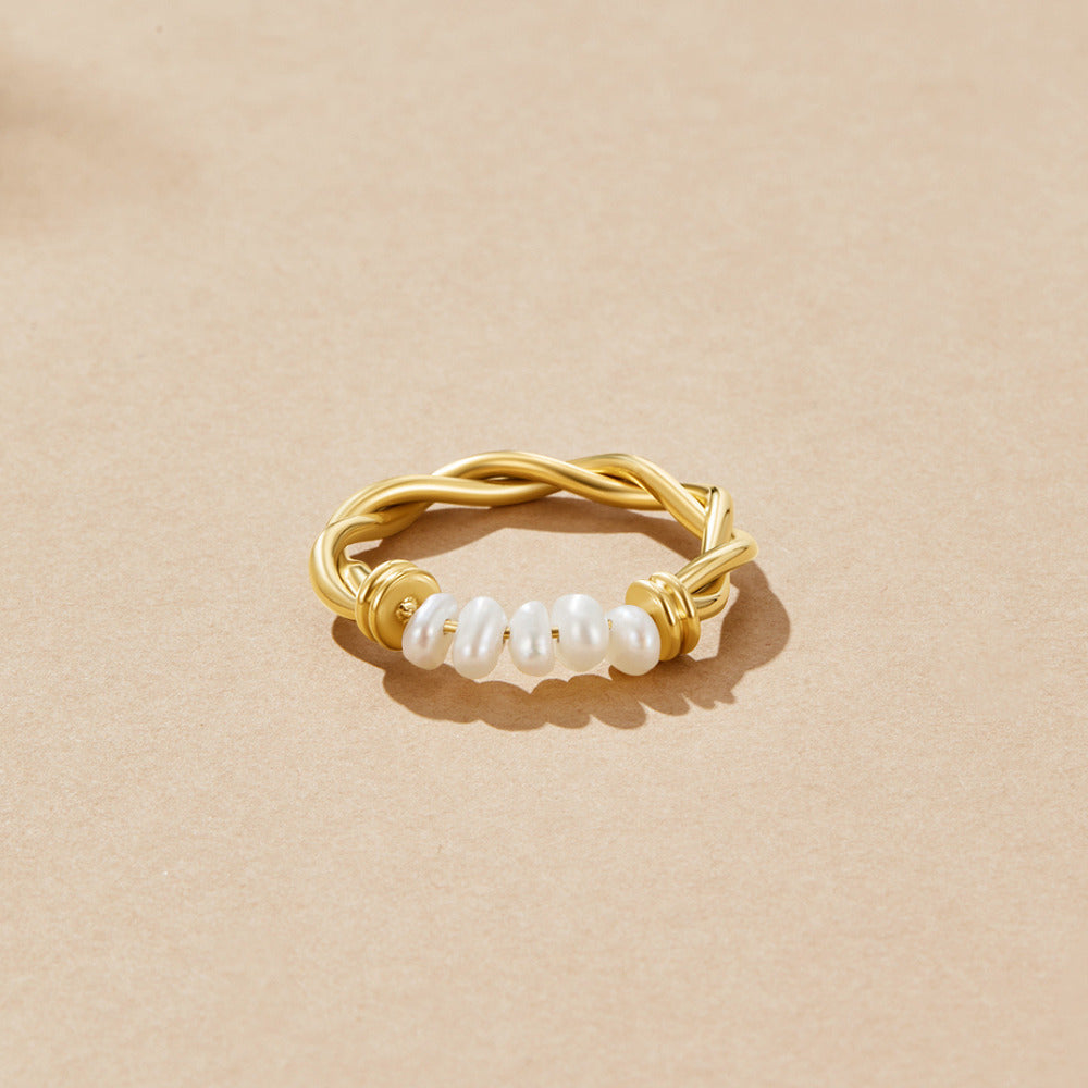 Twisted Classic Freshwater Pearl Ring