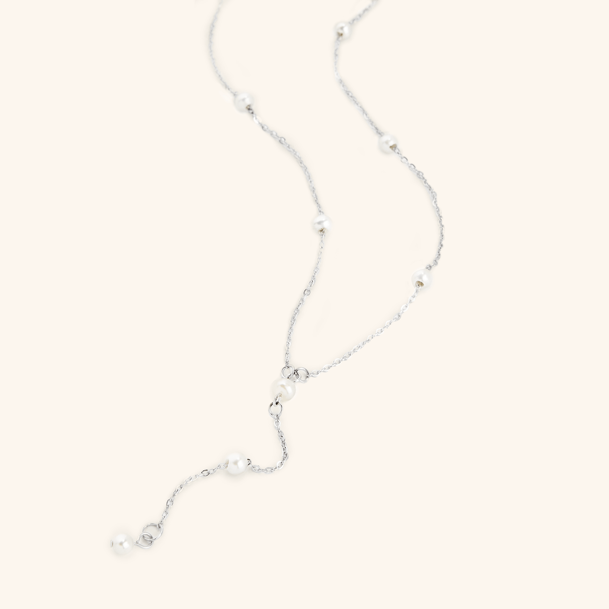 Dotted Pearl Lariat Necklace
