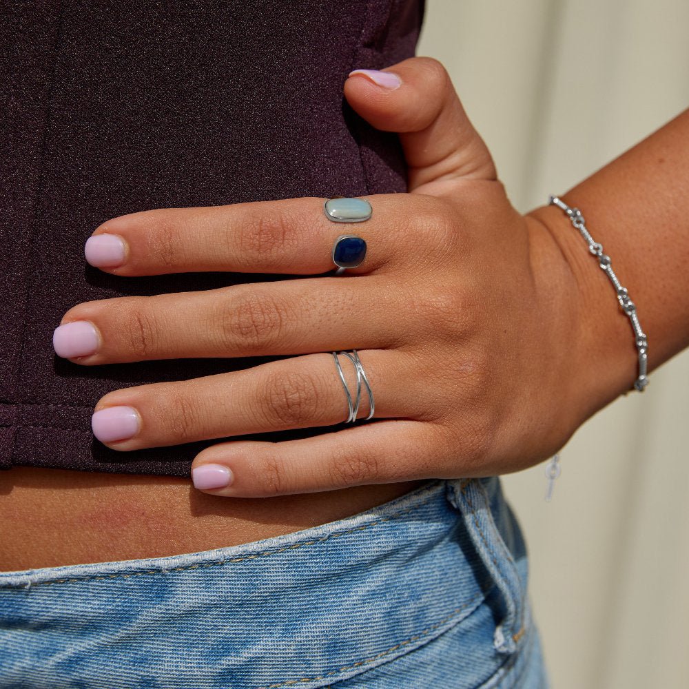 Aquamarine Wrap Silver Ring