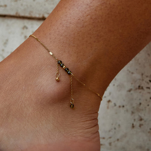 Arizona Green Bead Tassel Anklet
