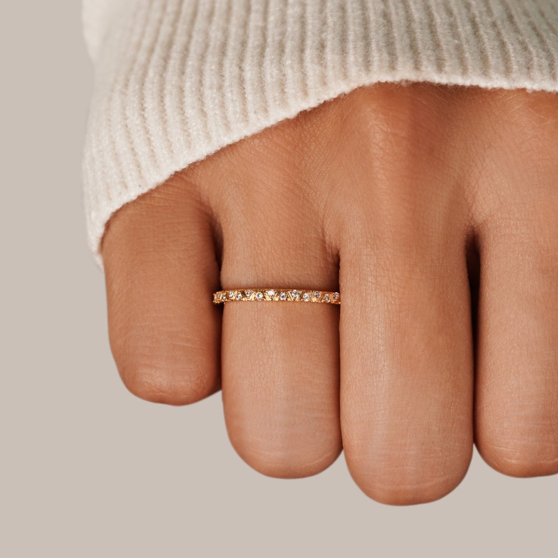 Arquette Gold & Crystal Band Ring