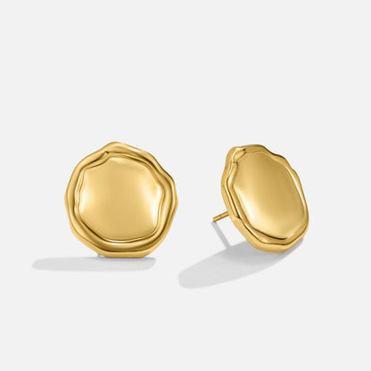 Ava Gold Button Earrings