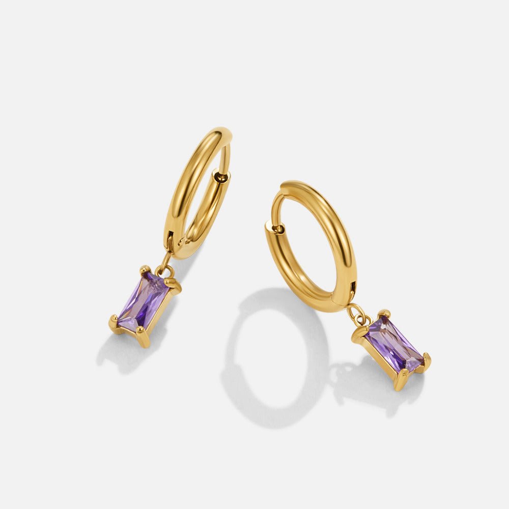 Avery Purple Crystal Drop Earrings