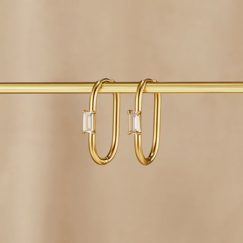 Crystal & Gold Diana Hoop Earrings