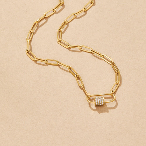 Crystal Paperclip Charm Necklace