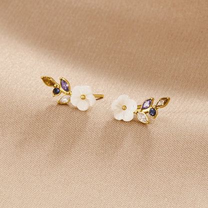 Crystal White Blossom Earrings