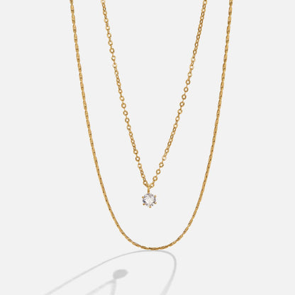 Dina Crystal & Gold Layered Necklace