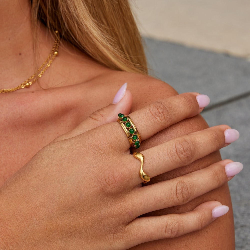 Emerald Stone Crystal Ring