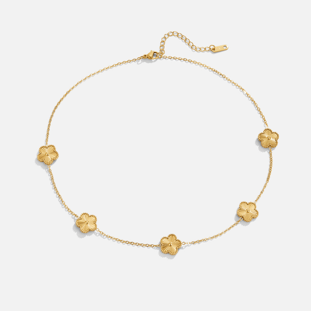 Golden Clover Cluster Necklace