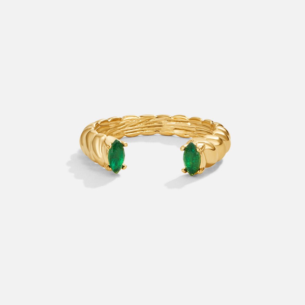 Green Emerald  Cuff Ring